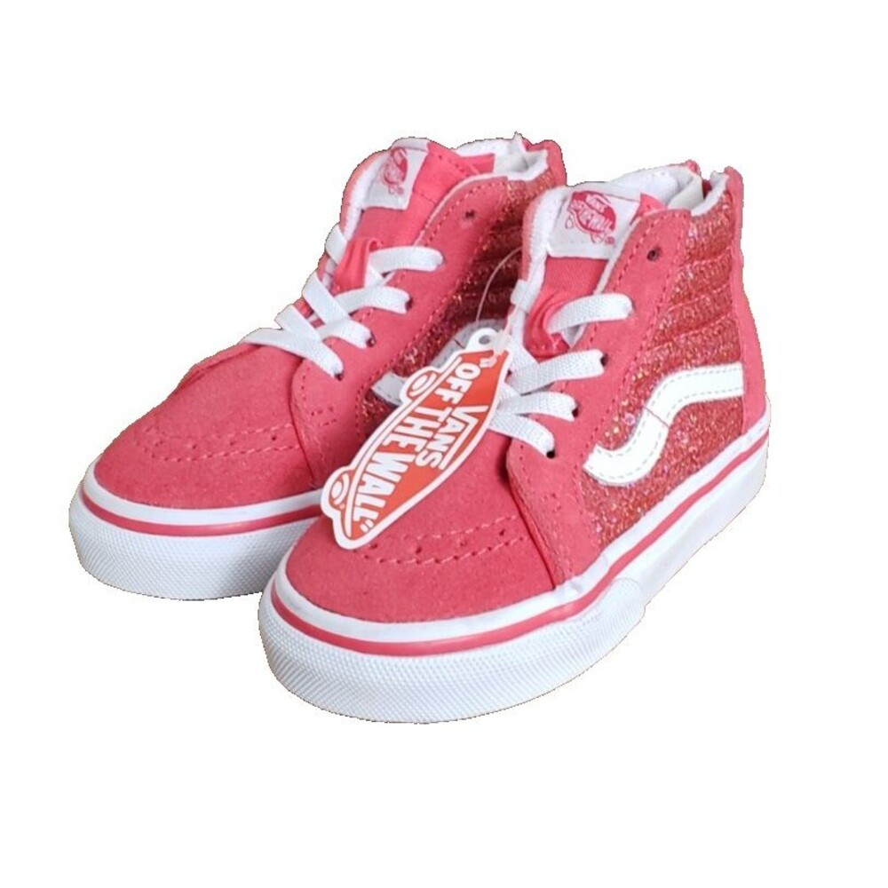 Vans SK8-Hi‎ Micro Pink Sequins Zip Up High top Sneakers Toddler Size 7